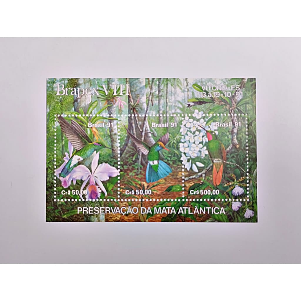 Bloco Selo Postal Novo Brasil Coleção ( Preservação da Mata Atlântica ) 1991