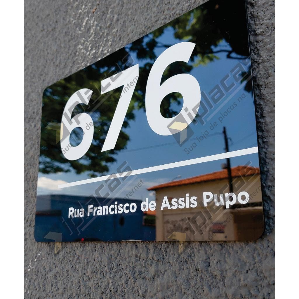 Placa em Acrílico Preto, Branco Escovado Para Endereço Número de Casa, Condomínios e empresa