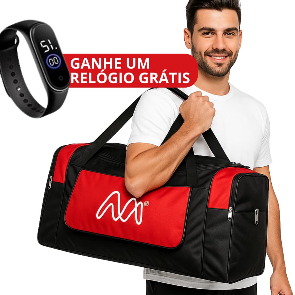 Mala Bolsa De Viagem Reforçada Para Bordo Promoção + Relógio Digital