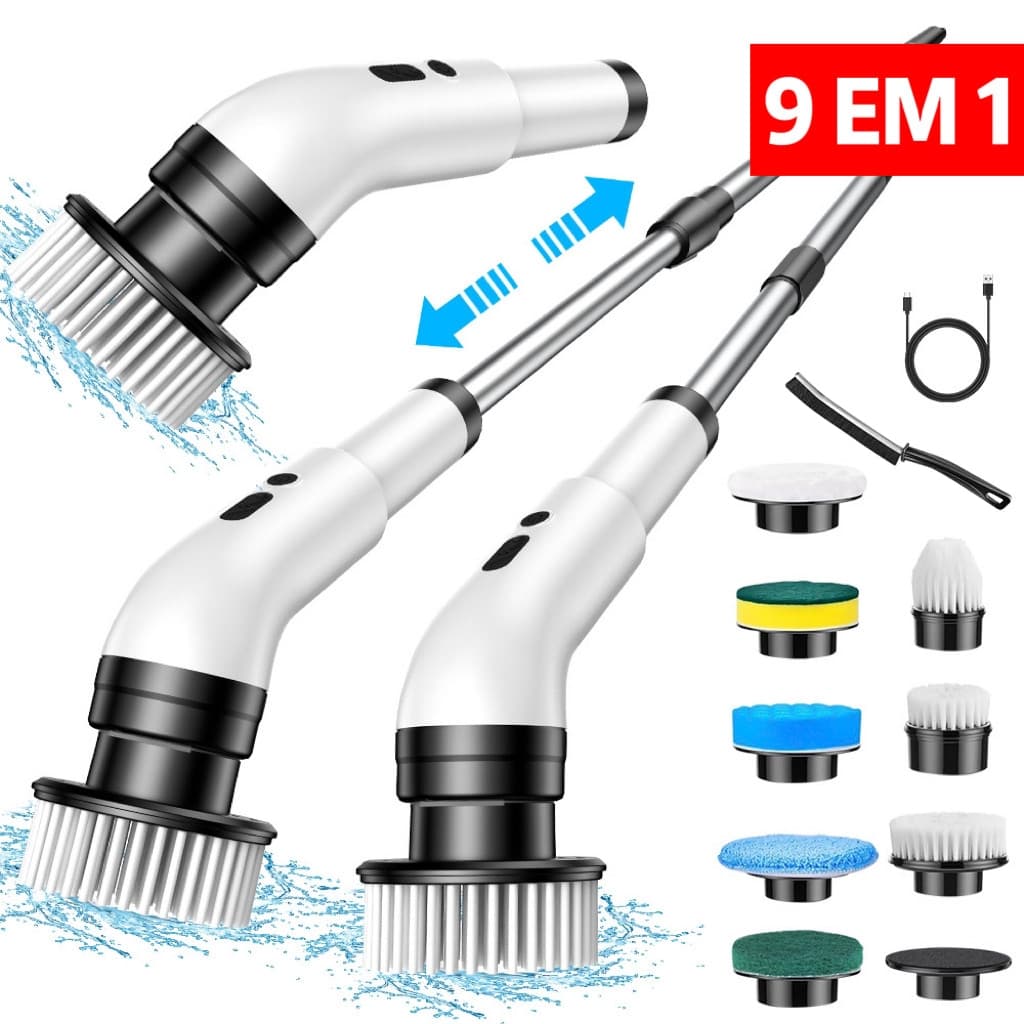 Escova De Limpeza Ajustável Janela Banheiro e Cozinha Ferramenta 9 EM 1 Recarregável