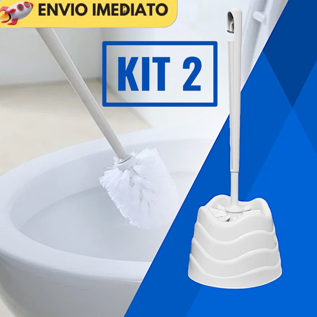 Escova Sanitária Limpeza Vaso com Suporte Base Plástica Banheiro WC Esfregão