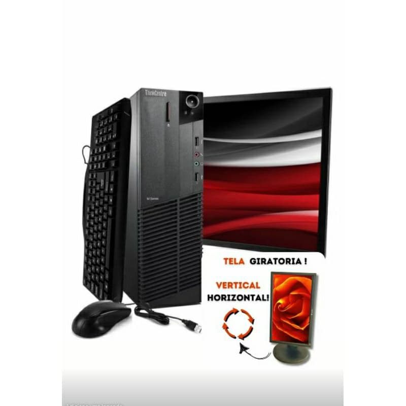 lenovo pc core i5  HD500gb 8GB monitor 19`kit teclado mouse cabos