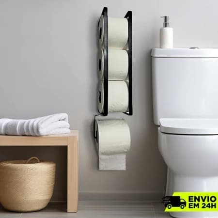 Suporte Porta Papel Higiênico Parede Preto