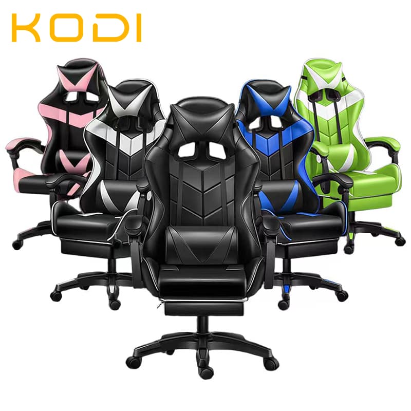 Cadeira Gamer Profissional Escritório Ergonômica Reclinável com Rodízios e Apoio para os Pés -F19