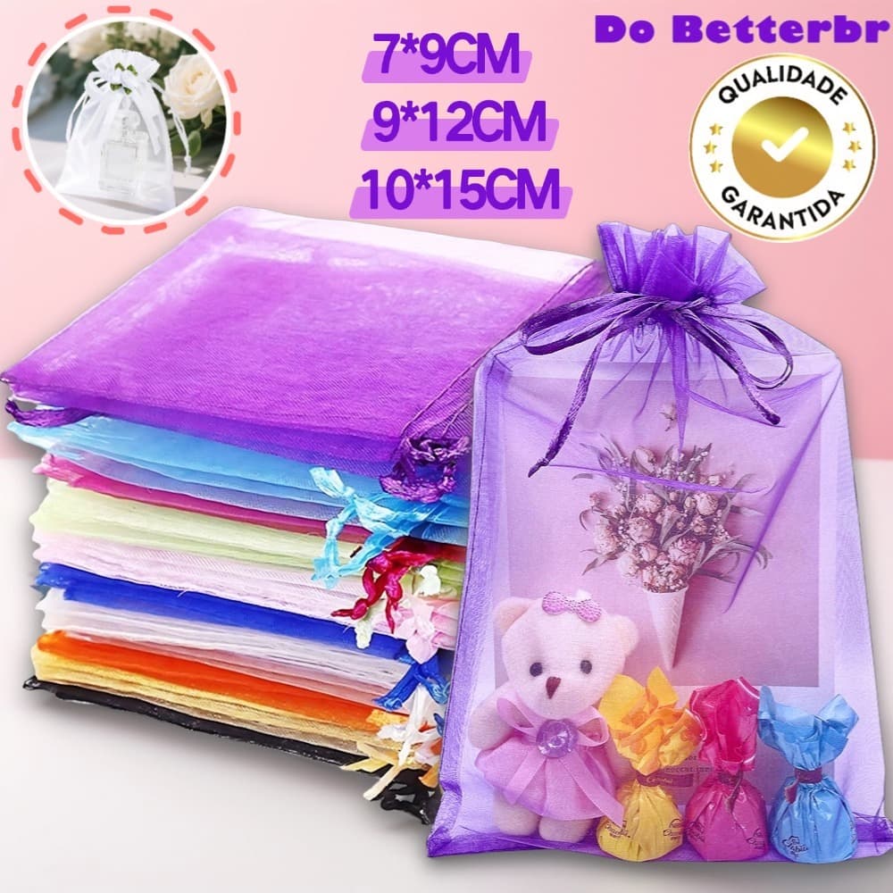 Kit 10/25/50 Saquinho Organza 7x9 / 9x12 / 10x15 Lembrancinha Festas Presente Jóias Novas lembrancinhas de festa