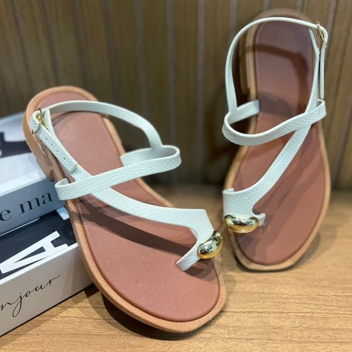 Sandália Rasteira Feminina De Dedo Confortável Elegante