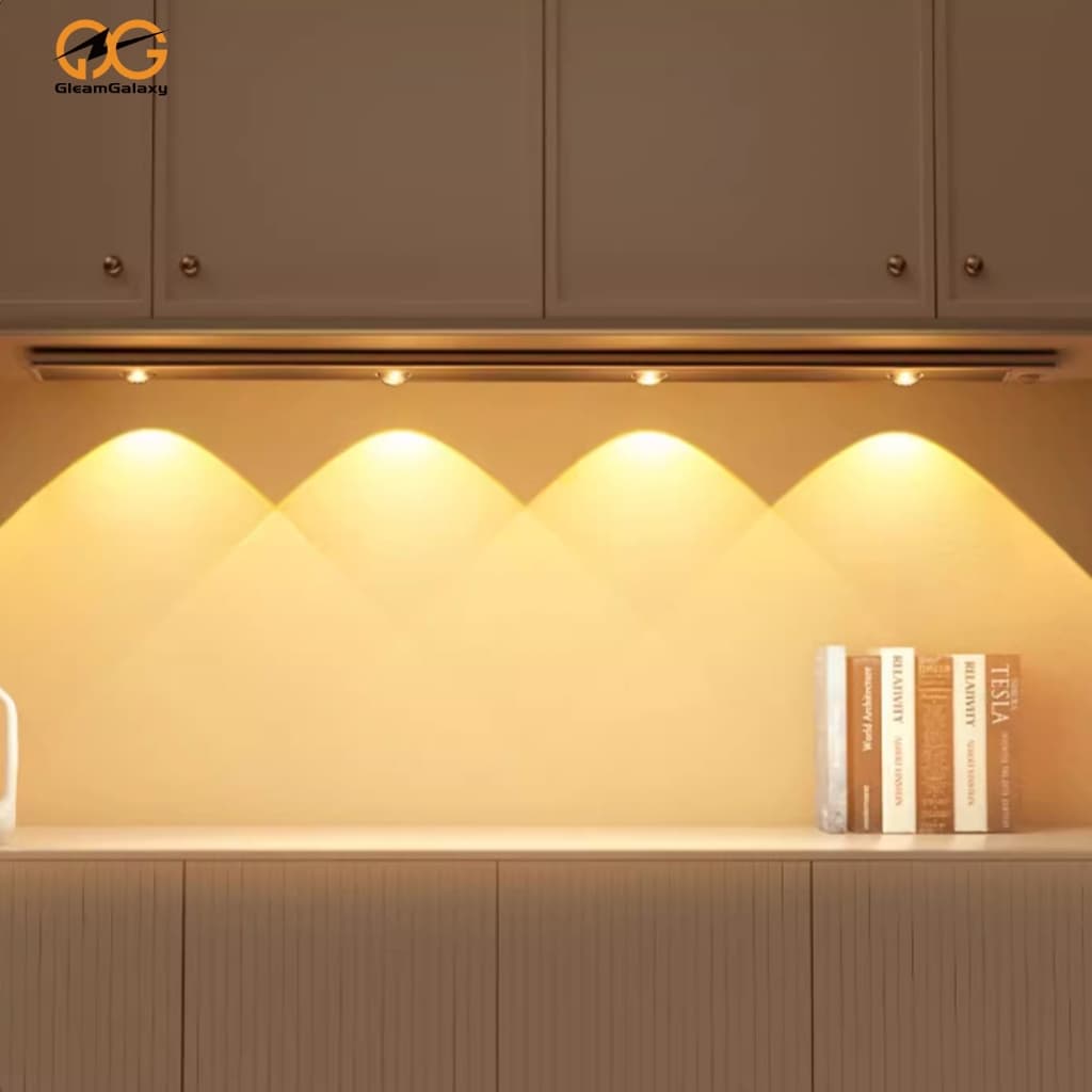 Luminária LED 3 Cores Sensor Movimento USB Recarregável Cozinha Armário Roupeiro Gabinete