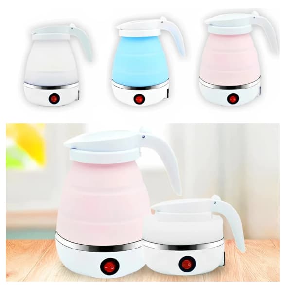 Chaleira Elétrica Retrátil 600ml – Silicone 110v / 220v Esquentar Leite Café Chá