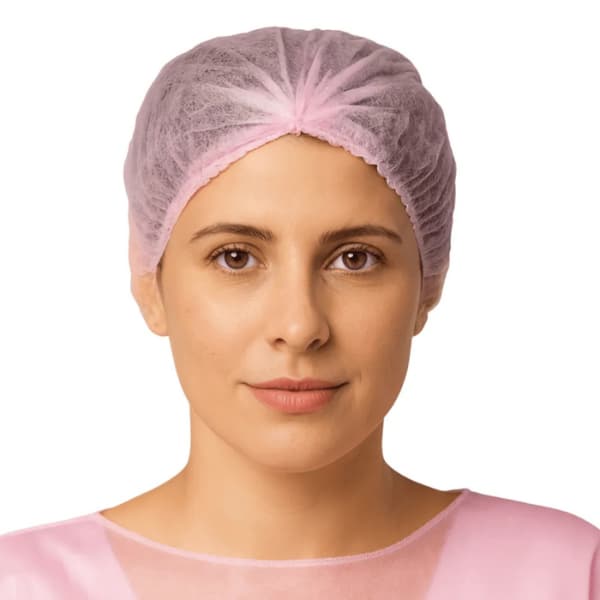 Touca sanfonada descartável rosa bebê SCARTARE - pacote com 100