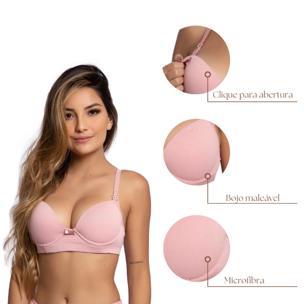 Kit Sutiã De Amamentação Microfibra Com Bojo Soft Pós Parto Gestante Sustentação