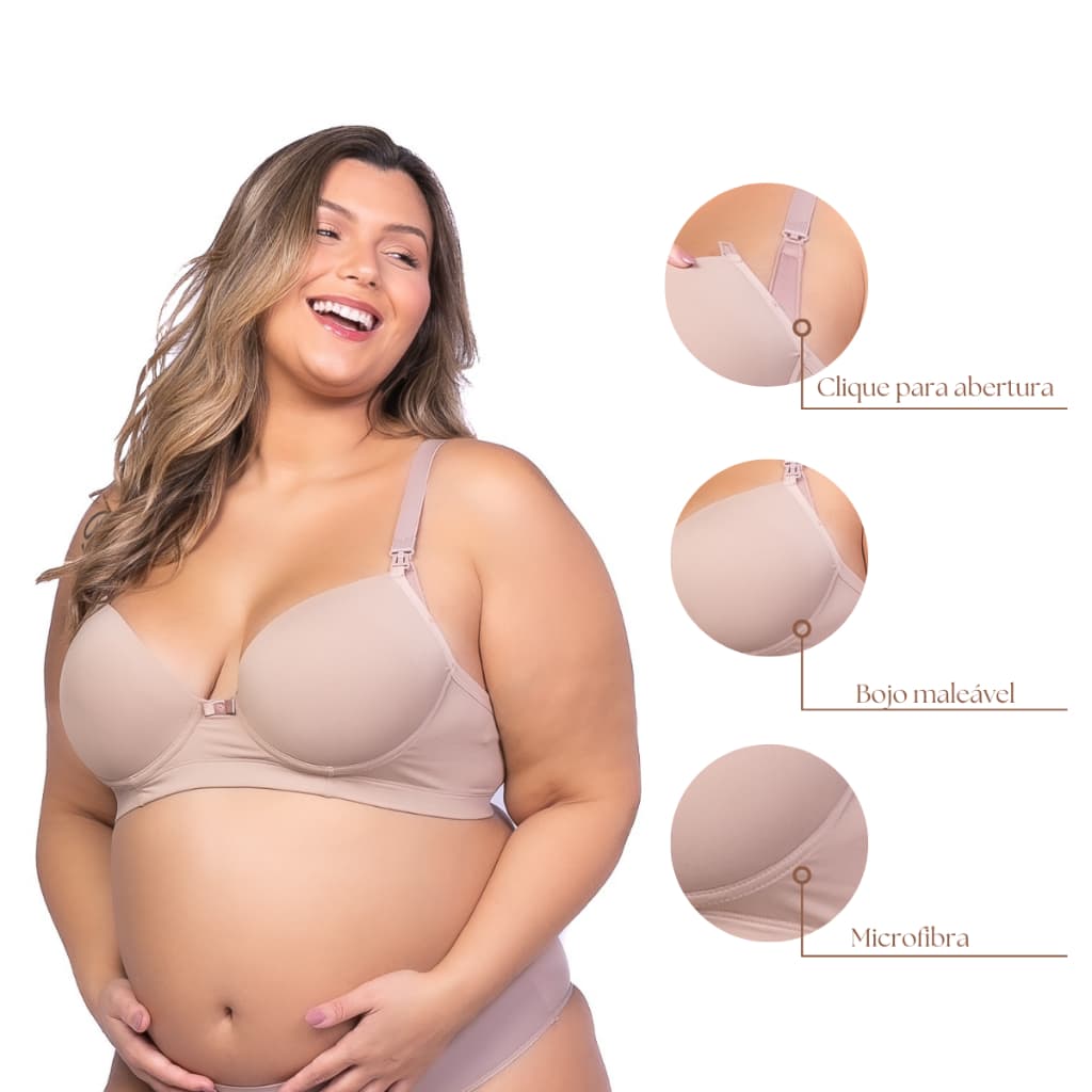 Kit Sutiã Plus Size Microfibra Amamentação Com Bojo Soft Gestante Conforto Sustentação