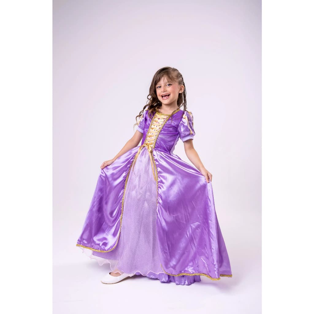 Fantasia Longa Princesa Belli  Rapunzel Lilás Modelo 2