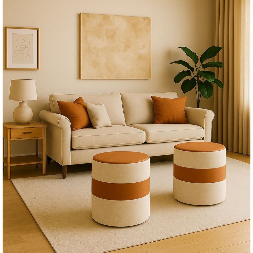 Kit Puff Drive Redondo 2 Unidades Sala Estofado – Moderno - Oferta Entrega Imediata