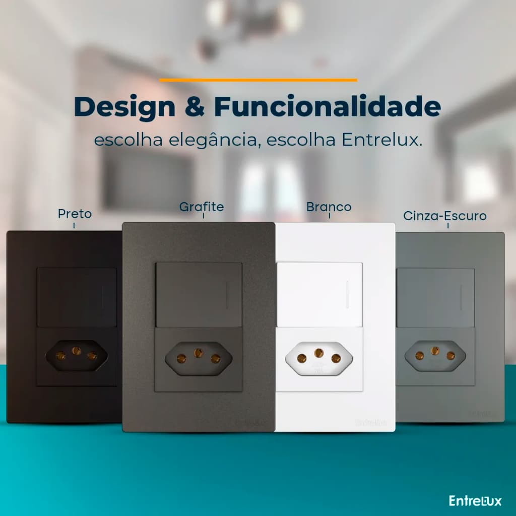 Interruptor 1 Tecla com Tomada 10a 110v 250v 2p+t 4x2 Entrelux