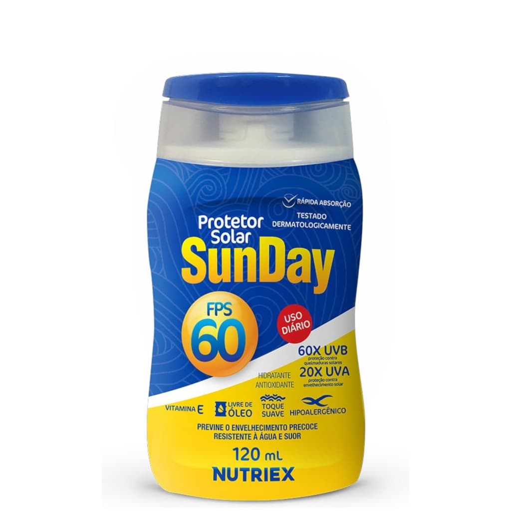 Protetor Solar Corporal FPS 60 Toque Seco Proteção Diária 120ml Sunday