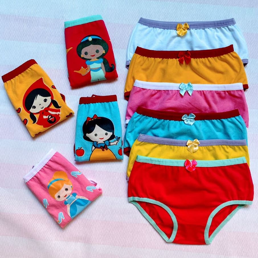 Kit 5 Calcinhas Infantil De Algodão Ultra Confortável Toque Suave e Lisa Desfralde Menina