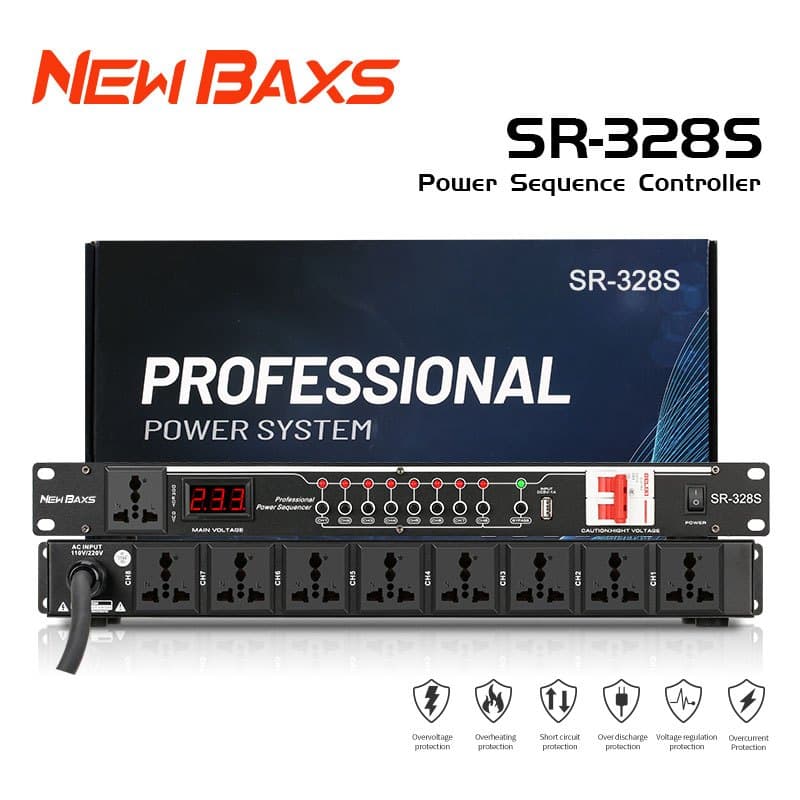 Sequenciador de Energia NEW BAXS 2+8 Canais | Controle Independente | Gerenciador de Energia Sequencial | Para Estúdio,