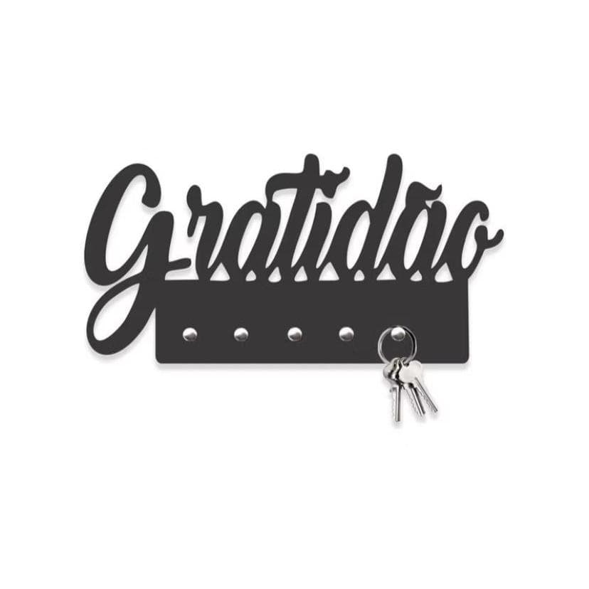 Porta Chaves MDF Frase Home Gratidão Decorativo Parede Hall Entrada Sala Cozinha Praticidade 10x20
