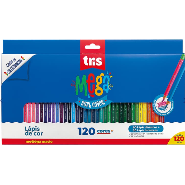 Lápis de Cor Mega Soft Color - 120 Cores (90 Lápis) - Tris - Edição de Colecionador