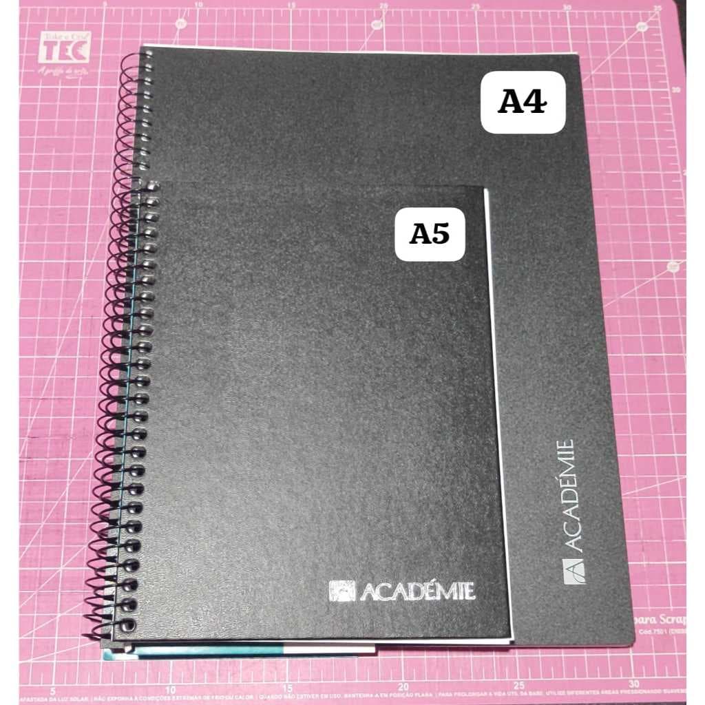 Caderno Sketchbook Espiral Capa Plástica A4/A5 Académie - Tilibra  150gr 50 Folhas