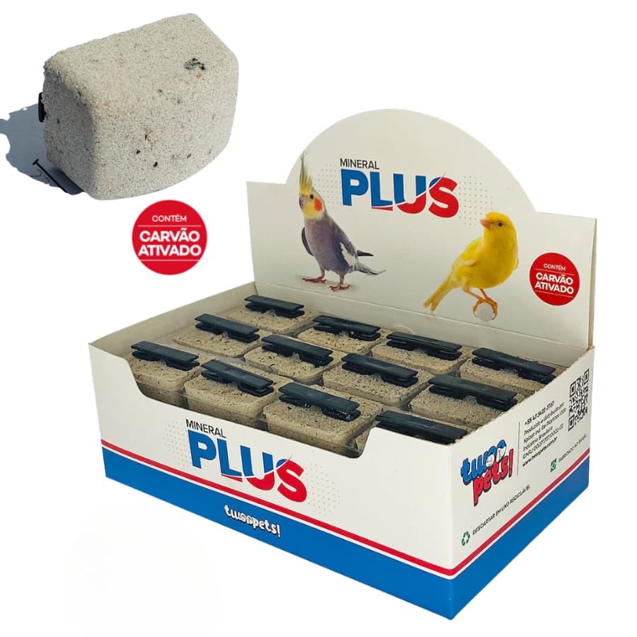 Pedra de Calcio Mineral C/ Sabores Caixa com 24 Unidades de 32g Cada Canários Pássaros Calopsita