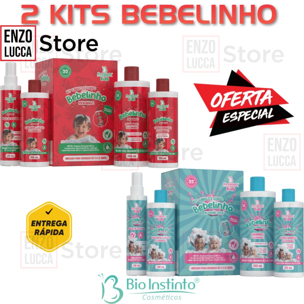 🧼👶 2 KITS BEBELINHO MORANGO+ALGODÃO DOCE – Cuidado Delicado para os Pequenos! 👶🧼
