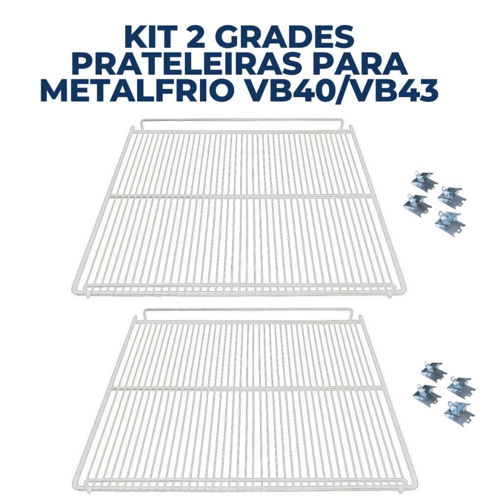 Kit 2 Grades Prateleiras Para Metalfrio Vb40/vb43
