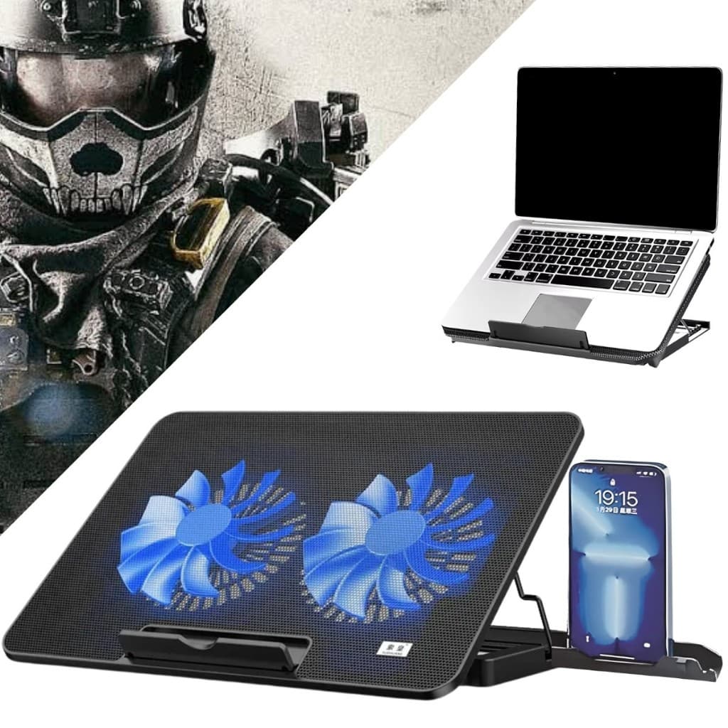 Base Ergonômica Notebook 2 Coolers Ajustável Bmax Até 17 Polegadas Refrigeração
