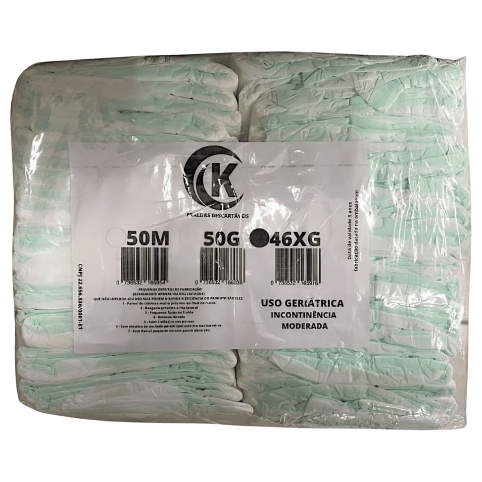 Fralda Geriátrica Adulto Segunda Linha Com 46 Unidades Tamanho Extra Grande Incontinência Moderada