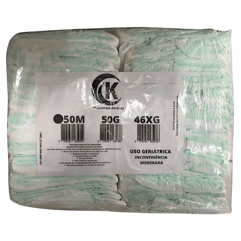 Fralda Geriátrica Adulto Segunda Linha Com 50 Unidades Tamanho Médio Incontinência Moderada