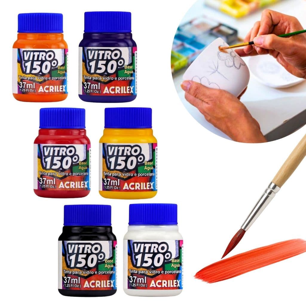 Tinta Vitro 150° Para Vidro Porcelana Cerâmica Faiança Para Forno Convencional Diversas Cores 37ml