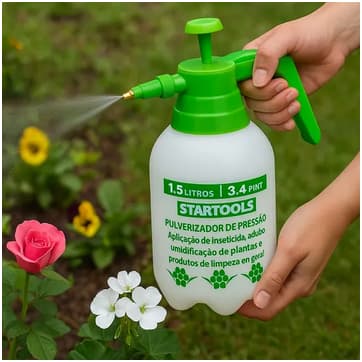 Pulverizador de Pressão Manual 1,5L Multiuso – Jardim, Limpeza e Automotivo