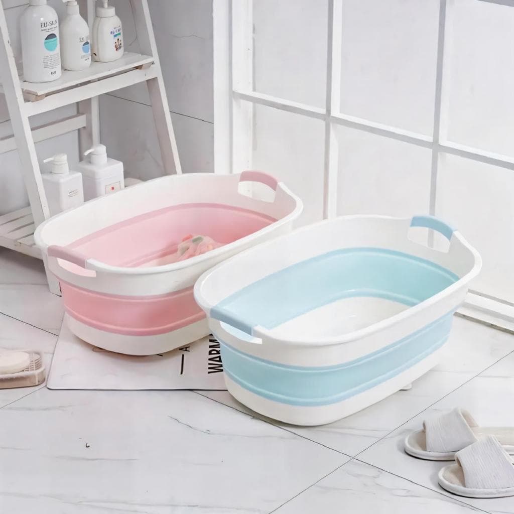 Banheira Bebê Super Compacta Retratil Multifuncional c Valvula de Escoamento