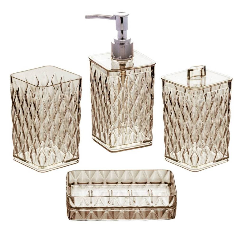 Kit Banheiro Conjunto 4 Peças Completo Plasútil Acrílico Decoração Banheiro Kit Banho Glamour Lavabo