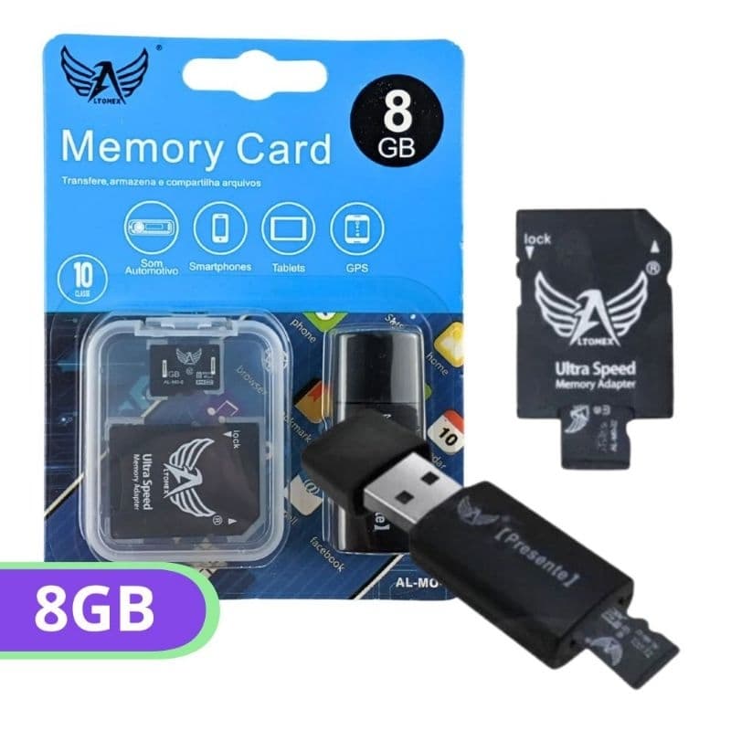 Cartao de Memoria 8GB C/ Adaptador USB - Altomex - AL-MO-8