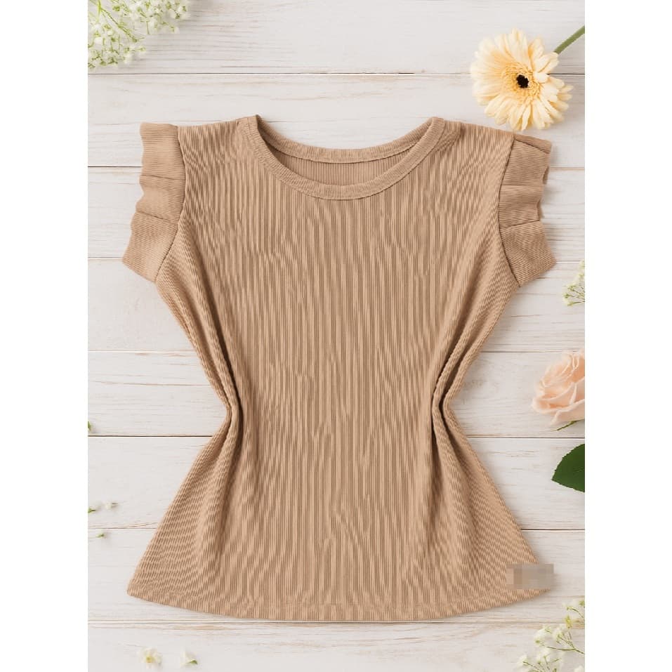 Blusa Infantil e Juvenil Canelada Ribana com Manga Plissada (Binf516)