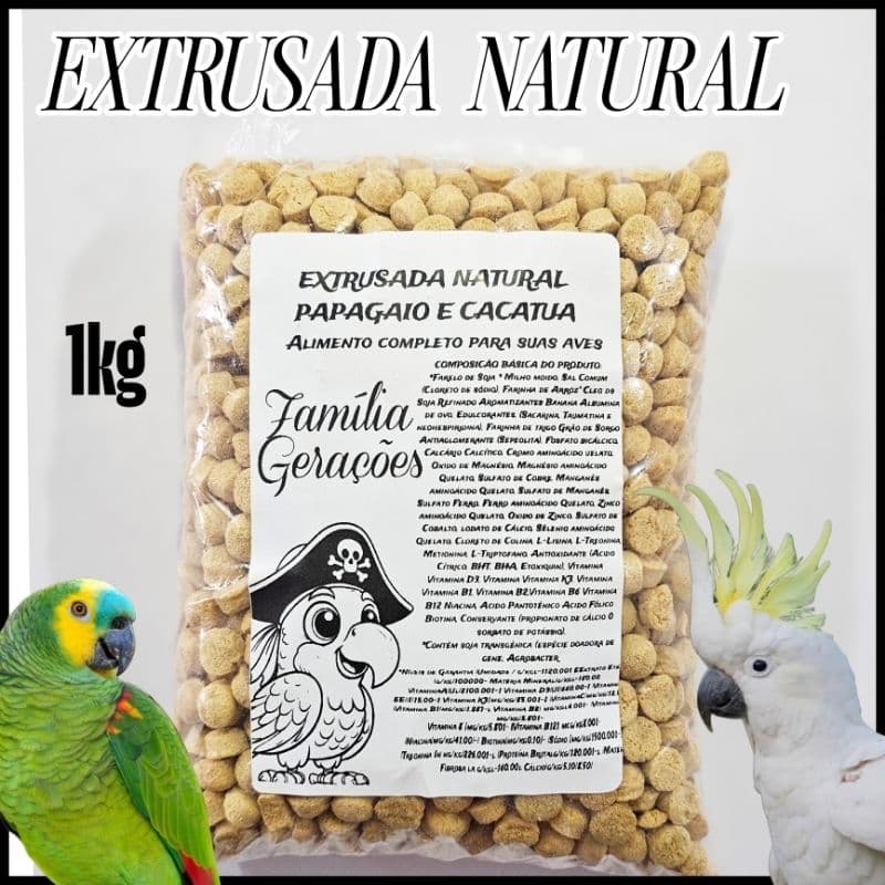 Extrusada natural PAPAGAIO e CACATUA (1KG)