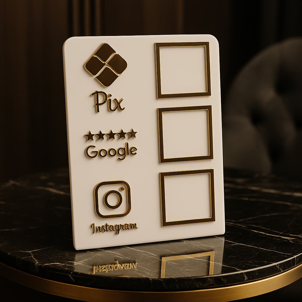 Placa Qr Code Pix Instagram Avaliação Display Acrilíca Estabelecimento Loja