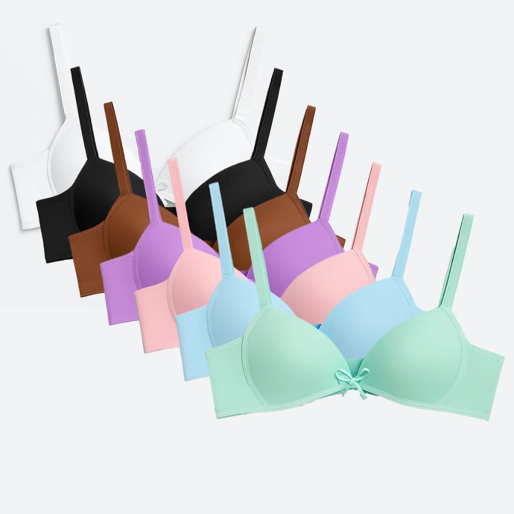 Kit 5 Sutiã de Bojo Cortininha Menina Moça Juvenil Infantil Atacado