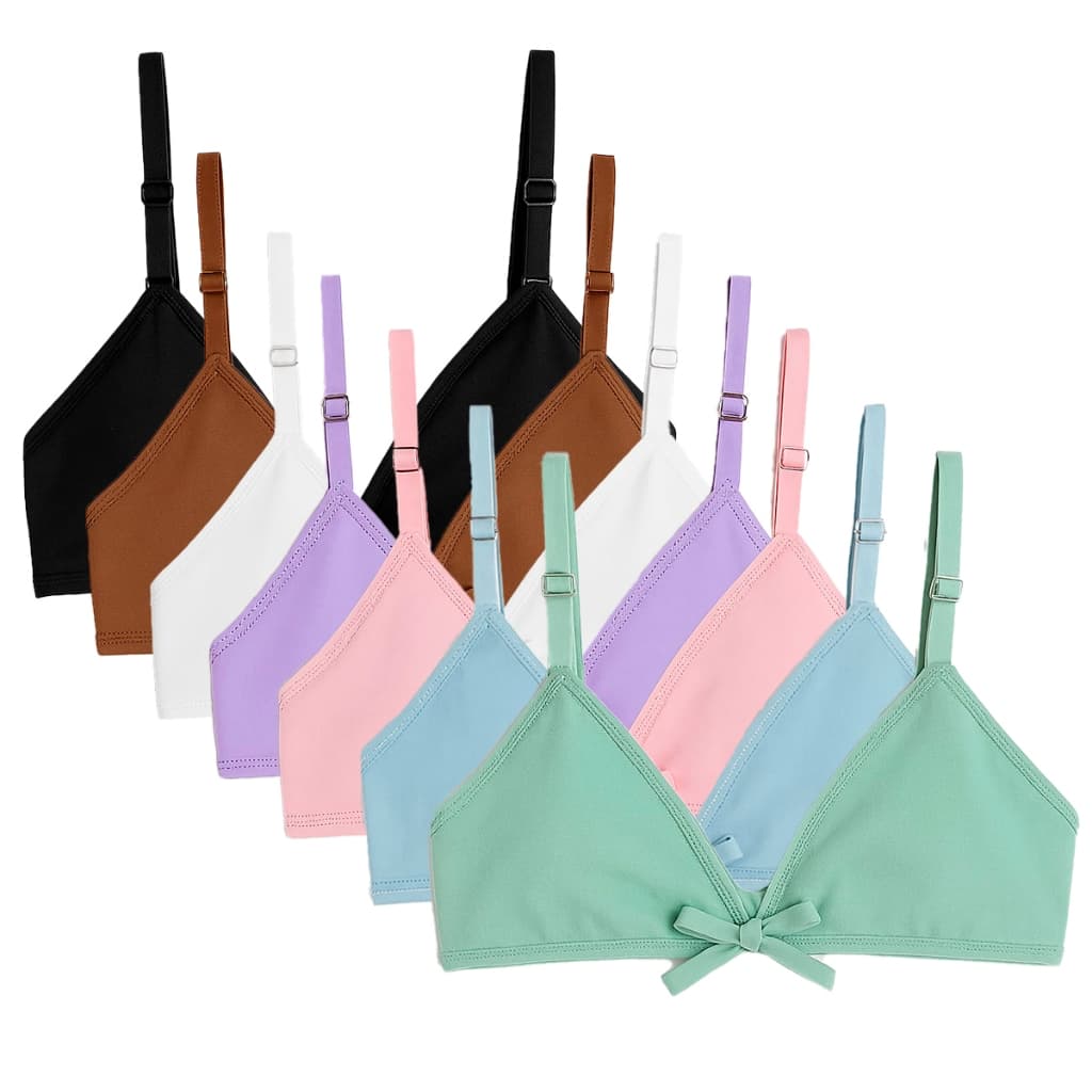 Kit 3 Top Menina Moça Triângulo com Laço – Sutiã Bralette Confortável Juvenil com fecho unico
