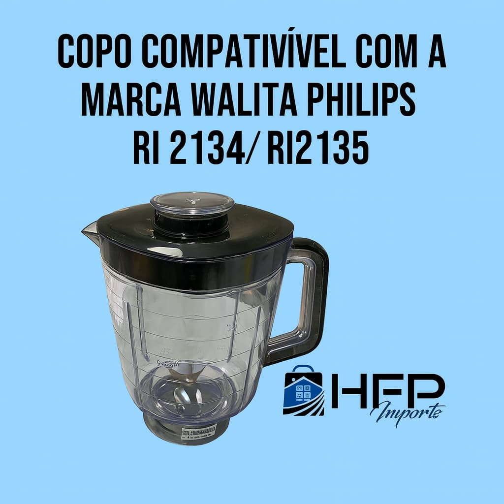 Copo para liquidificador compatível com a marca Walita Philips Pro Blend 6 RI 2134/2135 700/800w