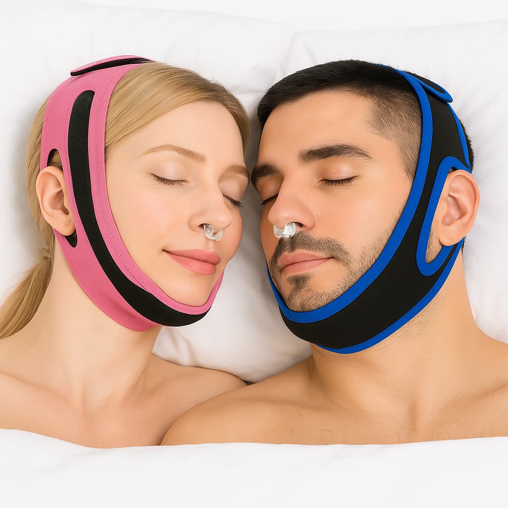 Kit Anti ronco – Faixa Modeladora Facial + Clipe Nasal Dilatador Magnético Apneia, Sono Saudável