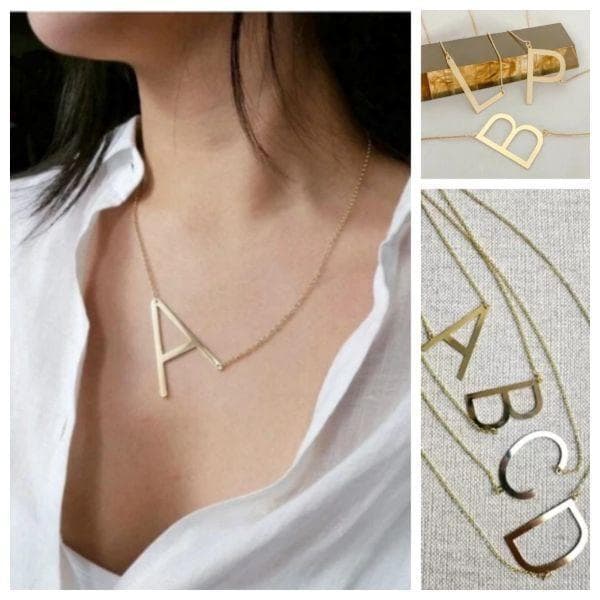 Colar Inicial com Letra Grande Lisa – Folheado a Ouro ou Prata