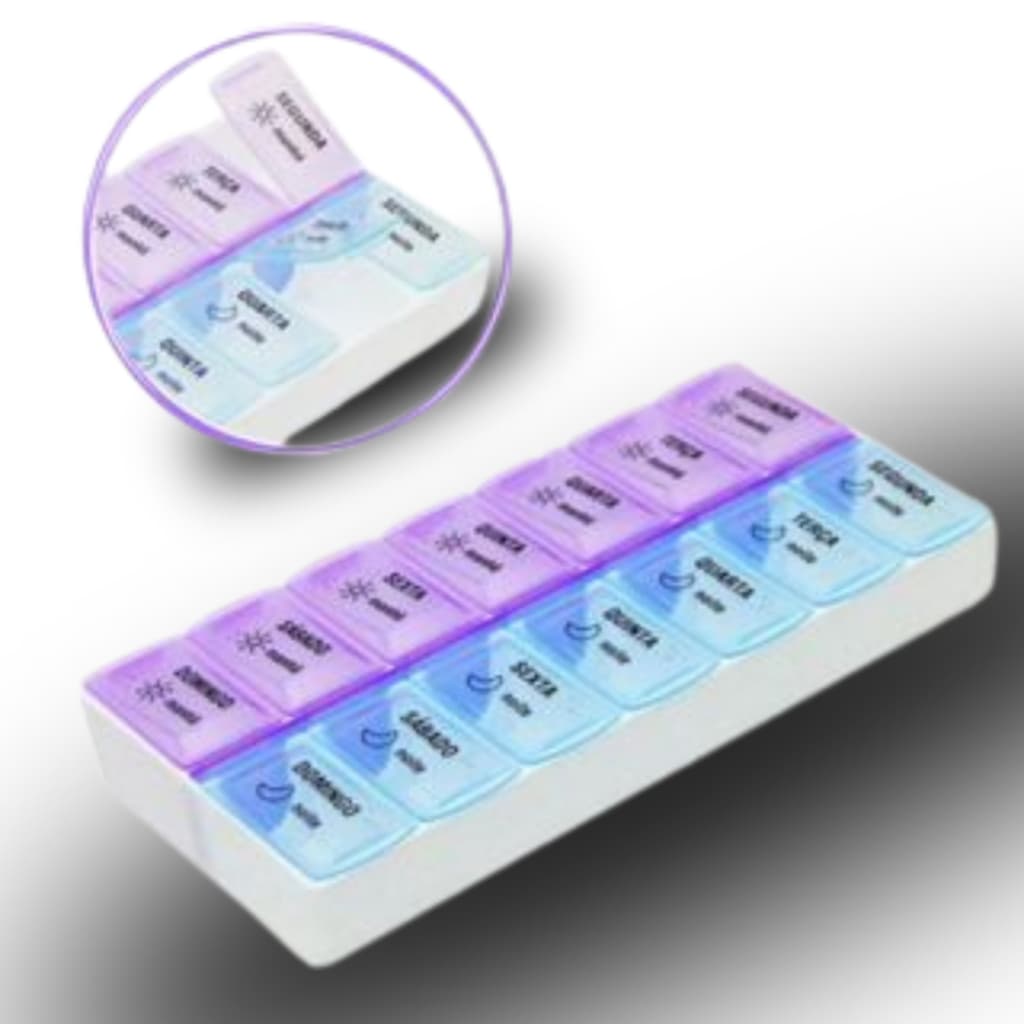 Porta Comprimido 14 Dias Organizadora De Remédios Caixinha Top Útil Manhã E Noite