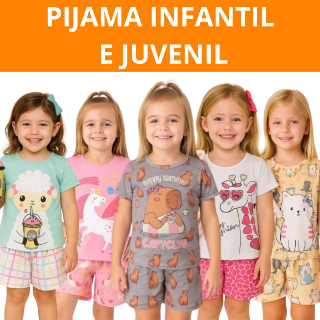 PIJAMA ESTAMPAS DIVERTIDAS INFANTIL JUVENIL MENINA