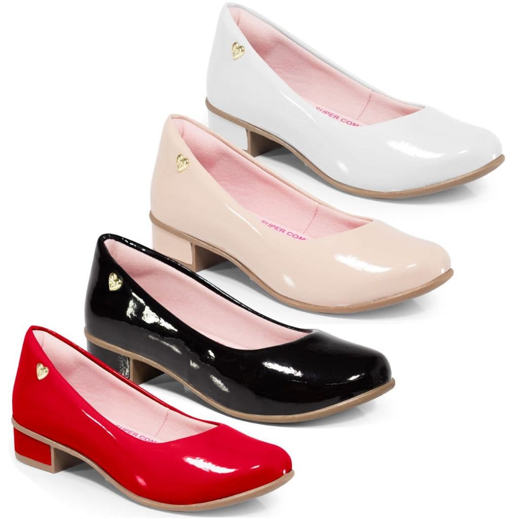 Sapatilha Infantil Menina Boneca Delicada Saltinho Festa Casamento Leve Branco Preto Nude Vermelho