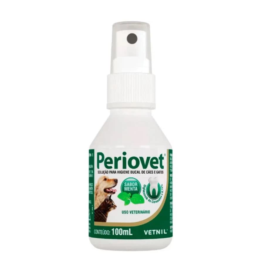 Periovet Spray 100 Ml - Vetnil- contra mau hálito cachorros e gatos