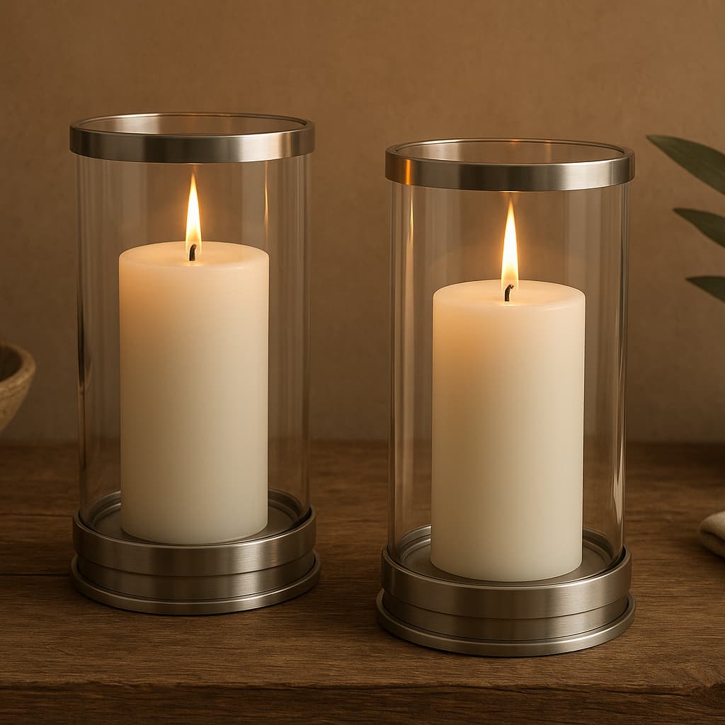 Kit 2 Suportes Para Vela 7 Dias Vidro Alumínio