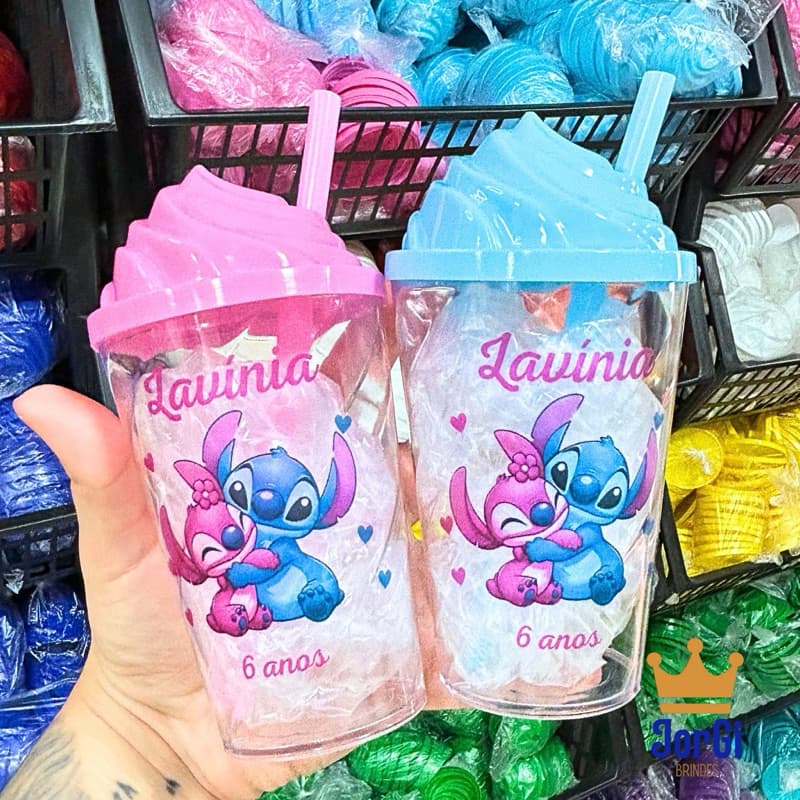 Copos Personalizados 300ml Stich C Tampa TODOS OS TEMAS