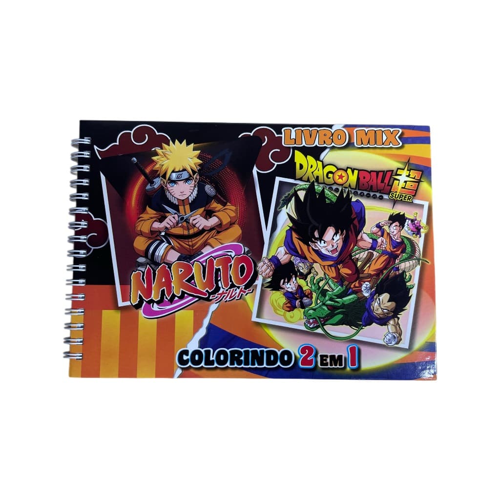 Livro de Colorir Naruto e Dragon Ball Colecionável Pintura Desenho Estilo com 50 Desenhos